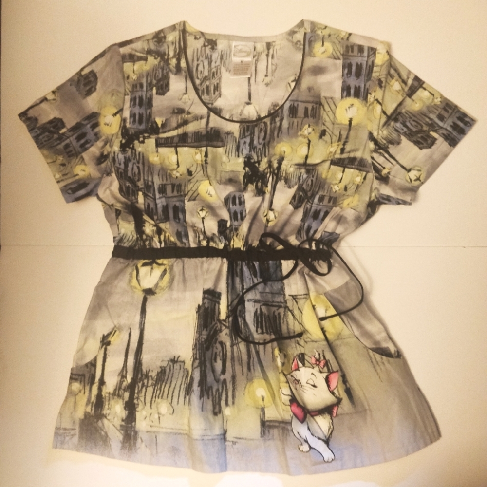 Disney scrub top Marie Aristocats cat pediatric